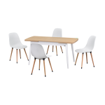 Eames Sandalye Avanos Ahşap Mutfak Masası Takımı - 70x120+30 cm Beyaz - Naturel/Beyaz - Görsel 2