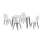 Eames Sandalye Avanos Ahşap Mutfak Masası Takımı - 70x120+30 cm Beyaz - Beyaz/Siyah