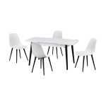 Eames Sandalye Avanos Ahşap Mutfak Masası Takımı - 70x120+30 cm Beyaz - Beyaz/Siyah - Görsel 2