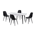 Eames Sandalye Avanos Ahşap Mutfak Masası Takımı - 70x120+30 cm Siyah - Beyaz/Siyah - Görsel 2