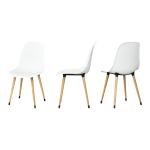 Eames Sandalye Avanos Ahşap Mutfak Masası Takımı - 70x120+30 cm Beyaz - Naturel/Beyaz - Görsel 3
