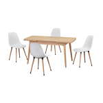 Eames Sandalye Avanos Ahşap Mutfak Masası Takımı - 70x120+30 cm Beyaz - Naturel - Görsel 2