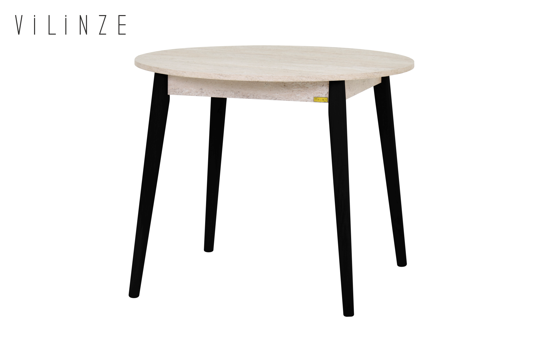 avanos-q91-ideasoft15 Avanos Yuvarlak Sabit Mdf Mutfak Masası - Q90 Cm Traverten - Siyah - Görsel 1