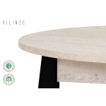 Avanos Yuvarlak Sabit Mdf Mutfak Masası - Q90 Cm Traverten - Siyah - Görsel 2