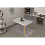 Avanos Sabit Mdf Mutfak Masası - 80x140 Cm Beyaz - Naturel - Görsel 4