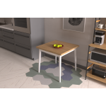 Avanos Sabit Mdf Mutfak Masası - 80x80 Cm Beyaz - Naturel - Görsel 5