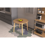 Avanos Yuvarlak Sabit Mdf Mutfak Masası - Q90 Cm Beyaz - Naturel - Görsel 4