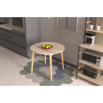 Avanos Yuvarlak Sabit Mdf Mutfak Masası - Q90 Cm Beyaz - Naturel - Görsel 6