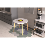 Avanos Yuvarlak Sabit Mdf Mutfak Masası - Q90 Cm Beyaz - Naturel - Görsel 5