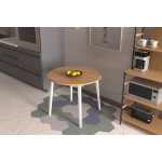 Avanos Yuvarlak Sabit Mdf Mutfak Masası - Q90 Cm Beyaz - Naturel - Görsel 8