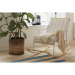 Bal Ahşap-Metal Beyaz Ayak Teddy Beyaz Sallanan Koltuk Tv Sandalyesi