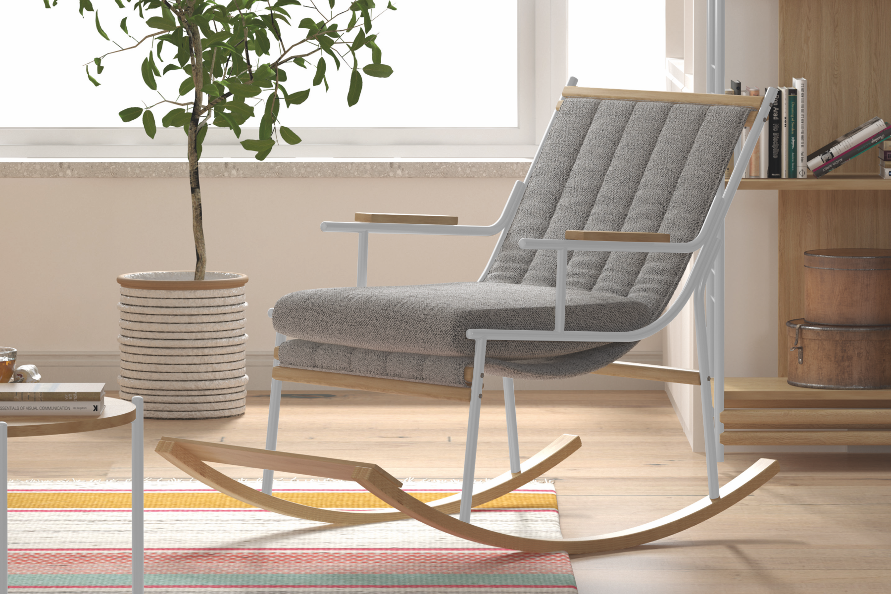 bal-sallanan-sandalye-ideasoft10 Bal Ahşap-Metal Beyaz Ayak Teddy Gri Sallanan Koltuk Tv Sandalyesi - Görsel 1