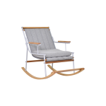 Bal Ahşap-Metal Beyaz Ayak Teddy Gri Sallanan Koltuk Tv Sandalyesi - Görsel 2