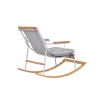Bal Ahşap-Metal Beyaz Ayak Teddy Gri Sallanan Koltuk Tv Sandalyesi - Görsel 4