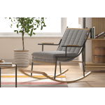 Bal Ahşap-Metal Siyah Ayak Teddy Gri Sallanan Koltuk Tv Sandalyesi