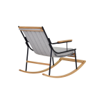 Bal Ahşap-Metal Siyah Ayak Teddy Gri Sallanan Koltuk Tv Sandalyesi - Görsel 4