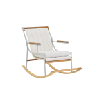 Bal Ahşap-Metal Beyaz Ayak Teddy Beyaz Sallanan Koltuk Tv Sandalyesi - Görsel 2