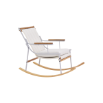 Bal Ahşap-Metal Beyaz Ayak Teddy Beyaz Sallanan Koltuk Tv Sandalyesi - Görsel 3