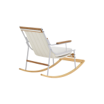 Bal Ahşap-Metal Beyaz Ayak Teddy Beyaz Sallanan Koltuk Tv Sandalyesi - Görsel 4