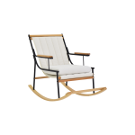 Bal Ahşap-Metal Siyah Ayak Teddy Beyaz Sallanan Koltuk Tv Sandalyesi - Görsel 2