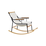 Bal Ahşap-Metal Siyah Ayak Teddy Beyaz Sallanan Koltuk Tv Sandalyesi - Görsel 3