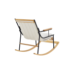 Bal Ahşap-Metal Siyah Ayak Teddy Beyaz Sallanan Koltuk Tv Sandalyesi - Görsel 4