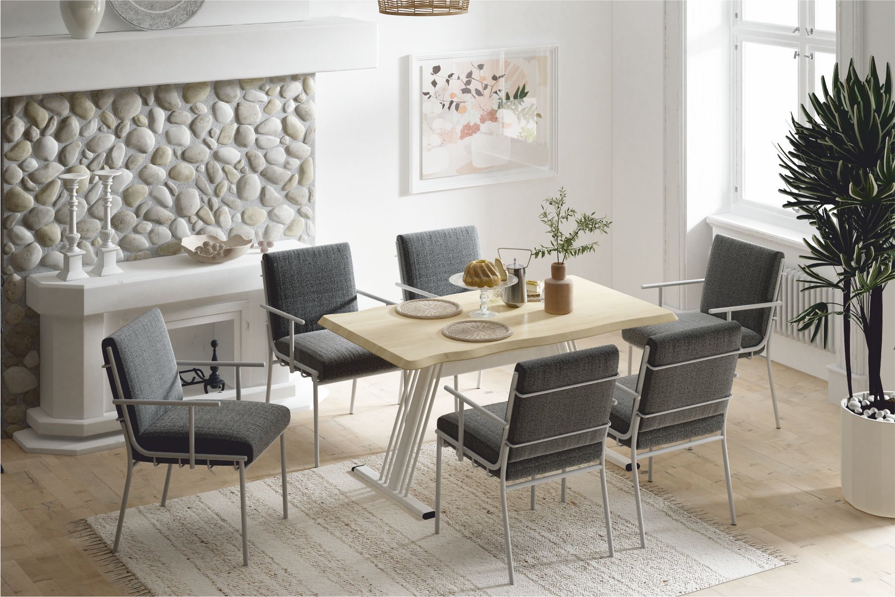 balgonya-ideasoft3 Harran Masa Petek Sandalye Yemek Masası Takımı - 80x140 cm Gri - Görsel 1