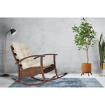 Dandini Kestane Ahşap Sallanan Koltuk Tv Sandalyesi Krem