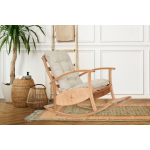 Dandini Naturel Ahşap Sallanan Koltuk Tv Sandalyesi Krem