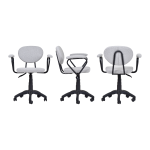 Vilinze Deniz Kollu Çalışma Koltuğu Tekerlekli Ofis Sandalyesi Siyah - Teddy Açık Gri - Görsel 3