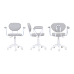 Vilinze Deniz Kollu Çalışma Koltuğu Tekerlekli Ofis Sandalyesi Beyaz - Teddy Açık Gri - Görsel 3