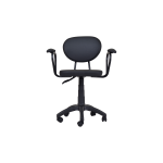 Vilinze Deniz Kollu Çalışma Koltuğu Tekerlekli Ofis Sandalyesi Siyah - Deri Siyah - Görsel 2