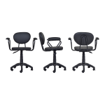 Vilinze Deniz Kollu Çalışma Koltuğu Tekerlekli Ofis Sandalyesi Siyah - Deri Siyah - Görsel 3