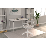 Vilinze Deniz Kollu Çalışma Koltuğu Tekerlekli Ofis Sandalyesi Beyaz - Teddy Açık Gri