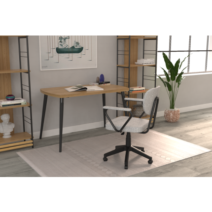 Vilinze Deniz Kollu Çalışma Koltuğu Tekerlekli Ofis Sandalyesi Siyah - Teddy Açık Gri