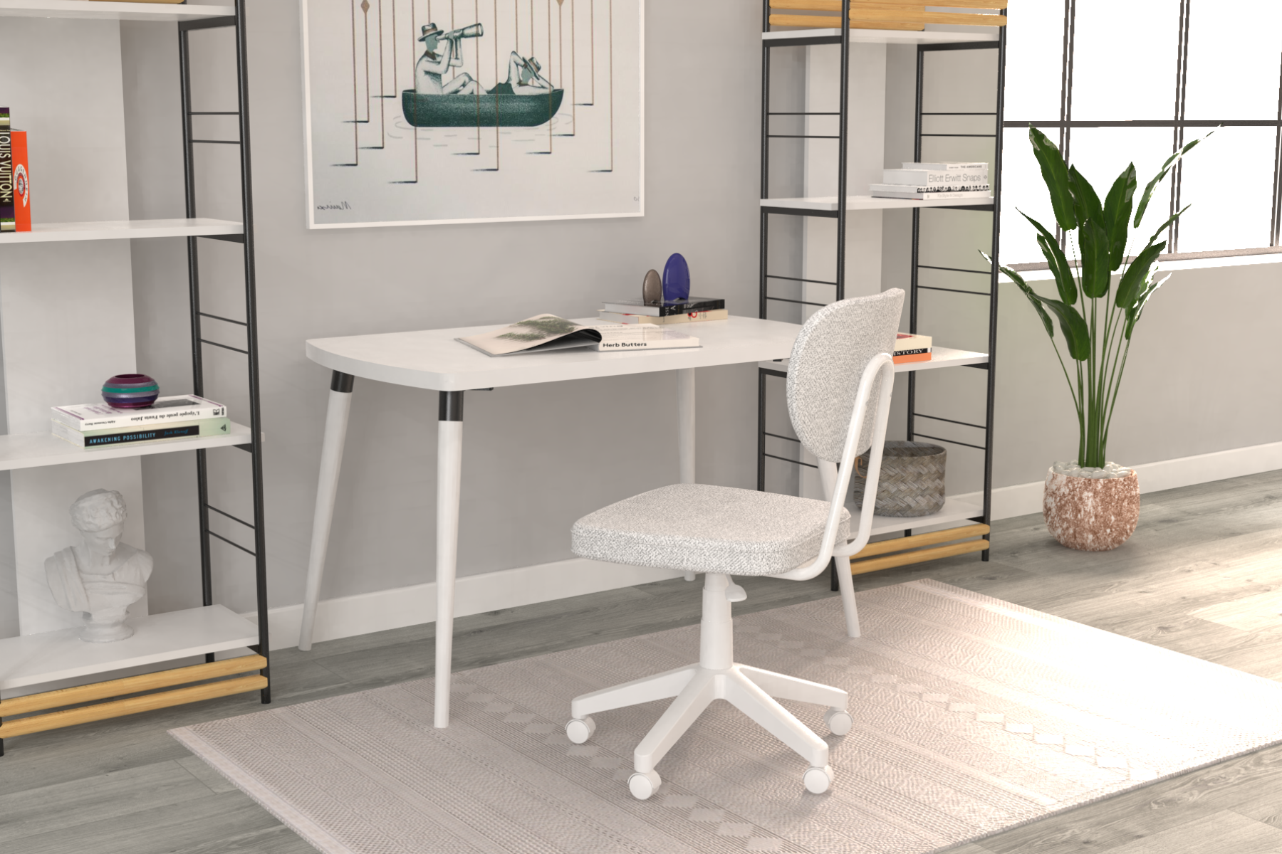 deniz-ofis-ideasoft1 Vilinze Deniz Çalışma Koltuğu Tekerlekli Ofis Sandalyesi Beyaz - Teddy Beyaz - Görsel 1