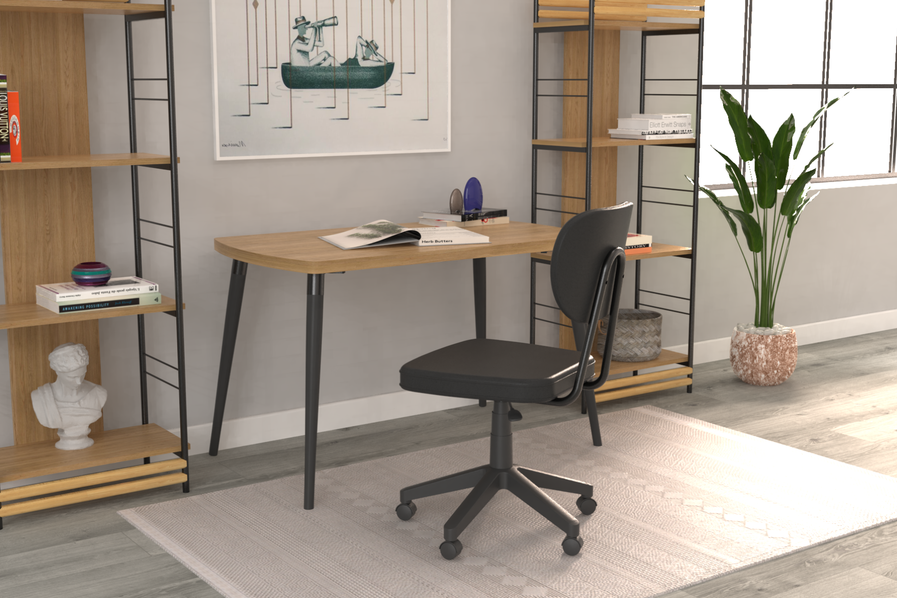 deniz-ofis-ideasoft10 Vilinze Deniz Çalışma Koltuğu Tekerlekli Ofis Sandalyesi Siyah - Deri Siyah - Görsel 1