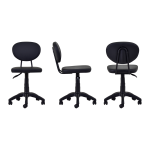 Vilinze Deniz Çalışma Koltuğu Tekerlekli Ofis Sandalyesi Siyah - Deri Siyah - Görsel 3