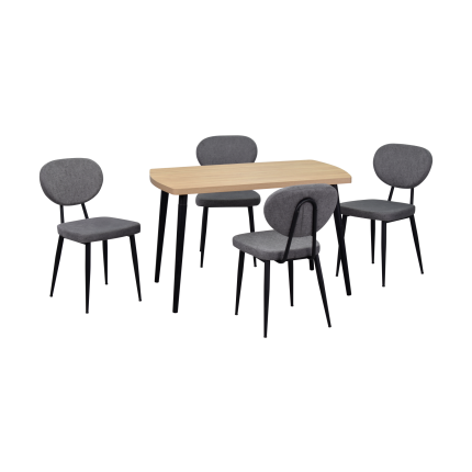 Deniz Sandalye Argos Ahşap Mutfak Masası Takımı - 70x120 Cm Gri - Naturel/Siyah