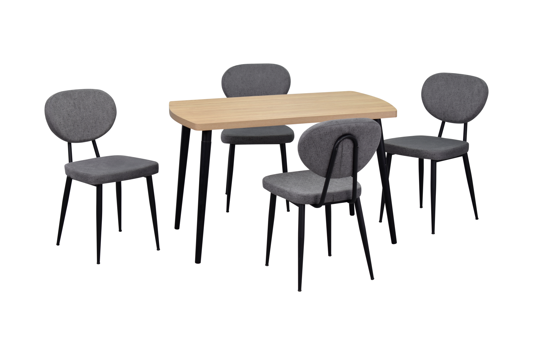 deniz-sandalye-argos-masa-takimlari-ideasoft2 Deniz Sandalye Argos Ahşap Mutfak Masası Takımı - 70x120 Cm Gri - Naturel/Siyah - Görsel 1