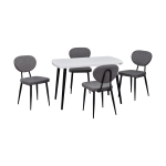 Deniz Sandalye Argos Ahşap Mutfak Masası Takımı - 70x120 Cm Gri - Beyaz/Siyah - Görsel 2