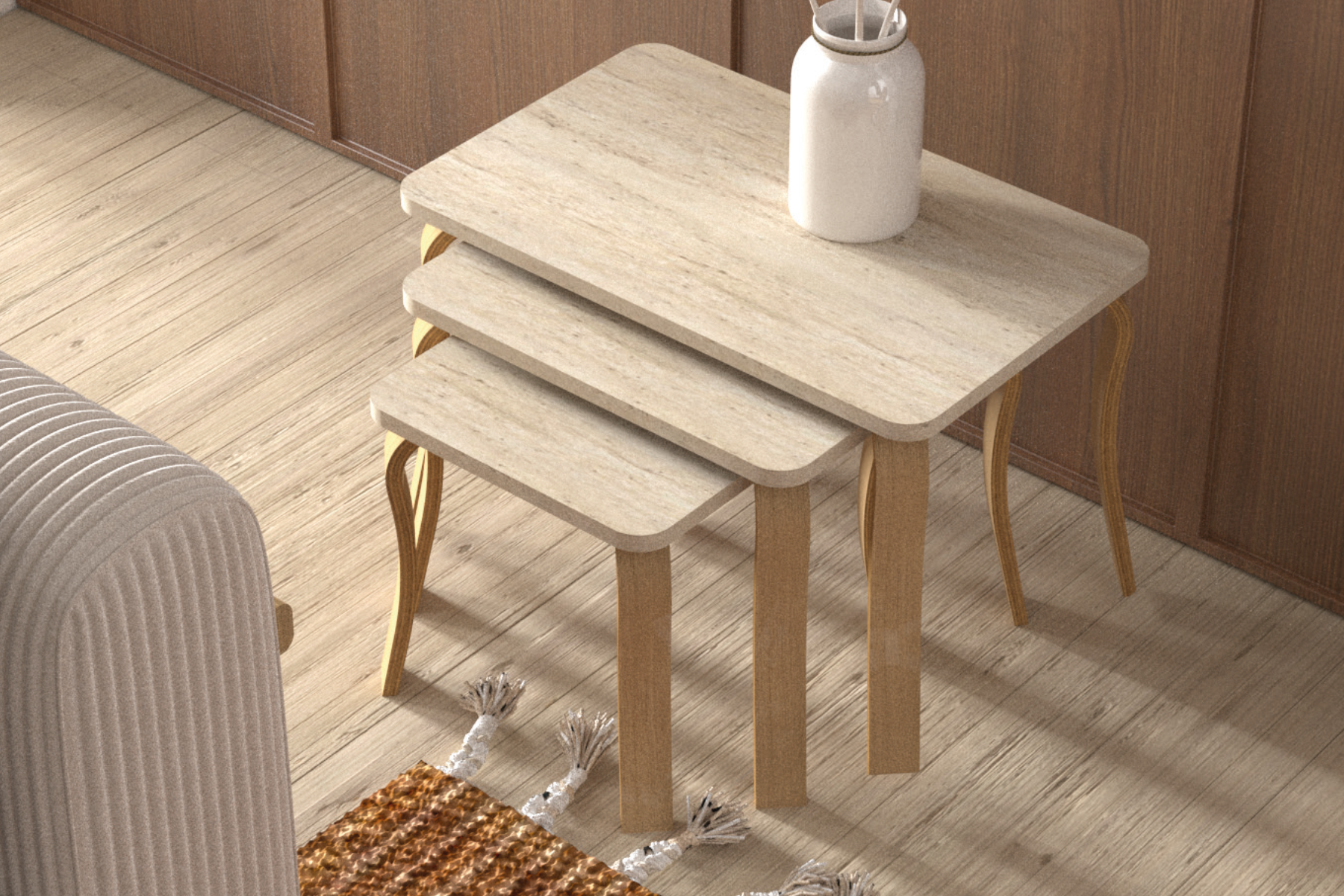 divanora-nora24 Eva 3'lü Zigon Sehpa - Görsel 1