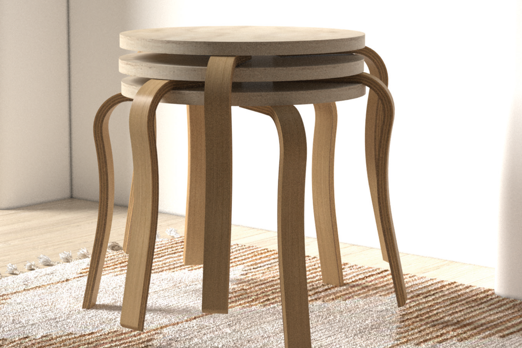 divanora-nora26 Eva 3'lü Yuvarlak Zigon Sehpa - Görsel 1