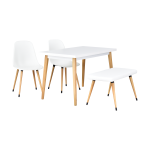 Eames Sandalye-Bank Avanos Ahşap Mdf Mutfak Masası Takımı - 70x120 Cm Beyaz/Naturel - Görsel 2