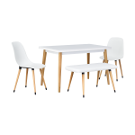 Eames Sandalye-Bank Avanos Ahşap Mdf Mutfak Masası Takımı - 70x120 Cm Beyaz/Naturel - Görsel 3