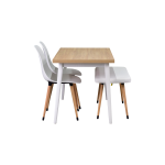Eames Sandalye-Bank Avanos Ahşap Mdf Mutfak Masası Takımı - 70x120 Cm Beyez-Beyaz/Naturel - Görsel 3