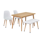 Eames Sandalye-Bank Avanos Ahşap Mdf Mutfak Masası Takımı - 70x120 Cm Naturel - Görsel 2