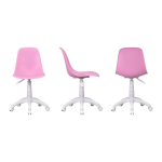 Vilinze Eames Çalışma Koltuğu Tekerlekli Ofis Sandalyesi Beyaz - Pembe - Görsel 2