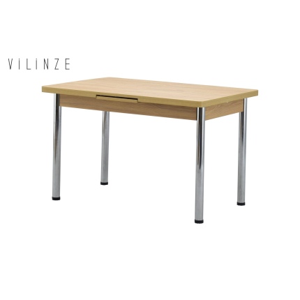 Ece Metal Nikel Ayak Yemek Masası - 80x120 cm (80x150 cm) Naturel