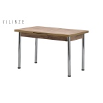 Ece Metal Nikel Ayak Yemek Masası - 80x120 cm (80x150 cm) Kestane